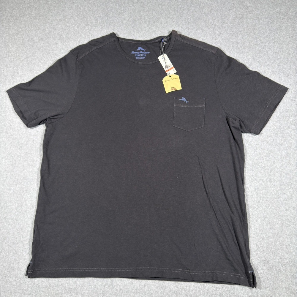 Tommy Bahama Mens XXXL T-Shirt Black Pocket Marlin Logo Cotton Beach Vacation